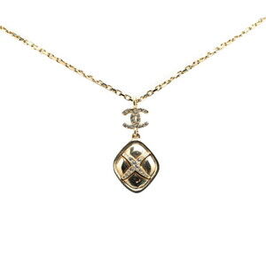 CHANEL Authentic Gold Diamond Logo Necklace